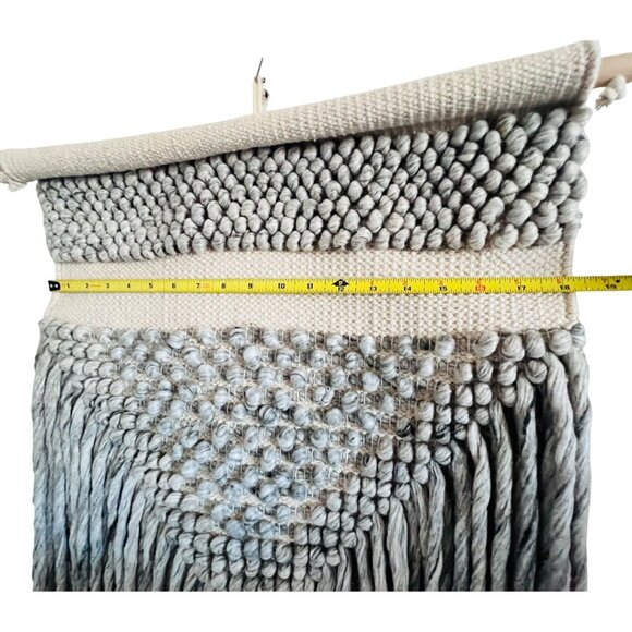 Handwoven Macramé Wall Hanging With Tassels Beige & Gray Boho Decor Rope Design - Picture 8 of 8